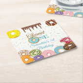 Sweet One Donut Verjaardag | 1e verjaardag Kartonnen Onderzetters (Schuin)