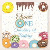 Sweet One Donut Verjaardag | 1e verjaardag Kartonnen Onderzetters (Voorkant)