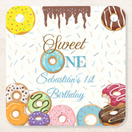 Sweet One Donut Verjaardag | 1e verjaardag Kartonnen Onderzetters