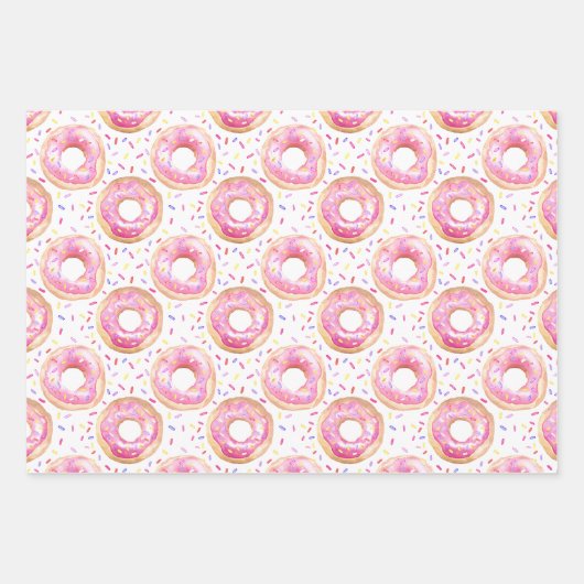 Sweet One Donut Verjaardag Cadeauverpakking Inpakpapier Vel (Voorkant)