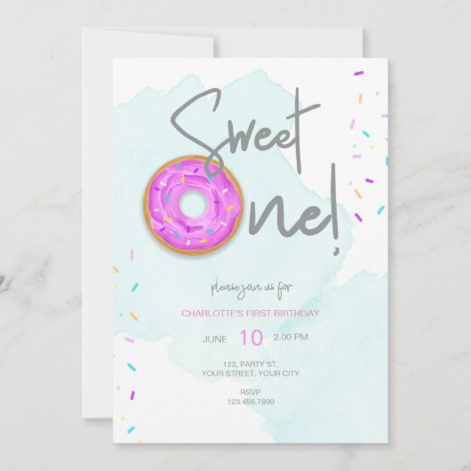 Sweet ONE donut verjaardag Kaart (Voorkant)