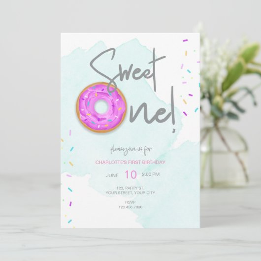 Sweet ONE donut verjaardag Kaart (Staand voorkant)