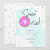 Sweet ONE donut verjaardag Kaart (Voorkant / Achterkant)