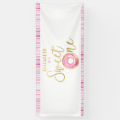 Sweet One Donut Verjaardag Roze en Goud Decor Spandoek (Verticaal)