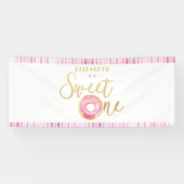 Sweet One Donut Verjaardag Roze en Goud Decor Spandoek (Horizontaal)