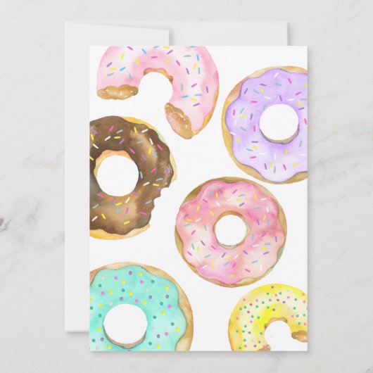 Sweet One Donuts 1st Birthday Meisje Waterverf Kaart (Achterkant)