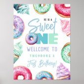 Sweet One Donuts Boy 1st Birthday Welcome Party Poster (Voorkant)