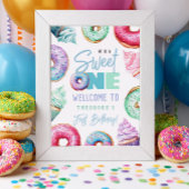 Sweet One Donuts Boy 1st Birthday Welcome Party Poster