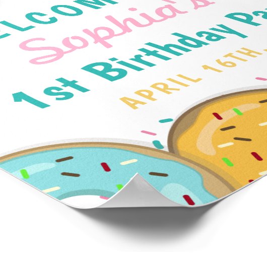 Sweet One Donuts First Birthday Party Welcome Poster (Hoek)