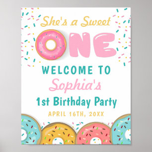Sweet One Donuts First Birthday Party Welcome Poster