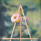 Sweet One Donuts verjaardagsuitnodiging, roze donu Acryl Bord (Neutraal)