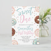 Sweet One Donuts Waterverf Eerste Verjaardag Kaart (Staand voorkant)