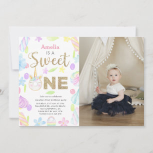 Sweet One eenhoorn donut foto 1e verjaardag Kaart