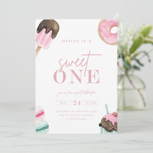 Sweet One Eerste Verjaardag Kaart (Staand voorkant)