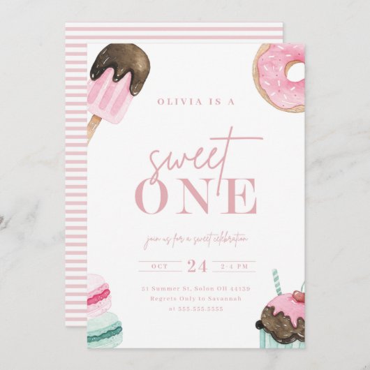 Sweet One Eerste Verjaardag Kaart (Voorkant / Achterkant)