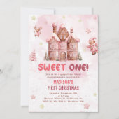 Sweet One eerste verjaardag roze peperkoek Kaart (Voorkant)