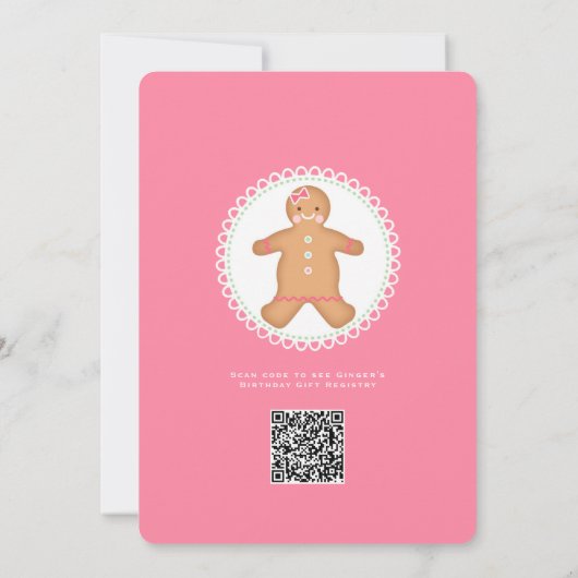 Sweet One eerste verjaardag roze peperkoek Kaart (Achterkant)