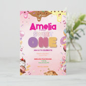 Sweet One eerste verjaardag uitnodiging | met een (Staand voorkant)