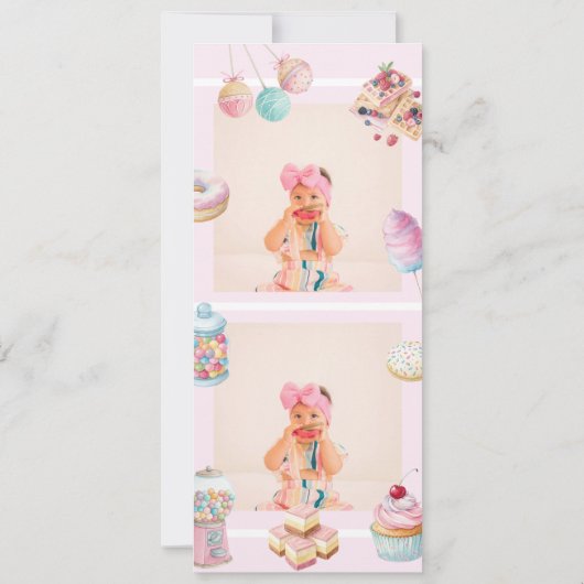 Sweet One Film Strip Eerste Verjaardag Uitnodiging (Achterkant)