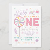 Sweet One First Birthday customizable Invitation Kaart (Voorkant)
