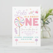 Sweet One First Birthday customizable Invitation Kaart (Staand voorkant)