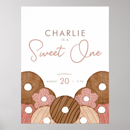Sweet One First Birthday Donut Girl's Party Poster (Voorkant)