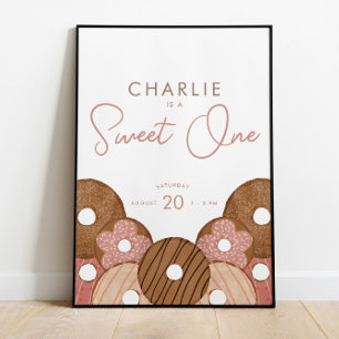 Sweet One First Birthday Donut Girl's Party Poster