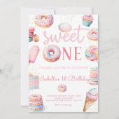 Sweet One First Birthday Fotouitnodiging Kaart (Voorkant)