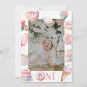Sweet One First Birthday Fotouitnodiging Kaart (Achterkant)