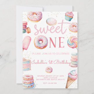 Sweet One First Birthday Fotouitnodiging Kaart