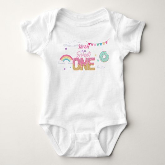 Sweet One First Birthday Girl Ice Cream Shop Baby Romper (Voorkant)