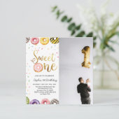 Sweet One First Birthday Invitation, Donut 1st Feestdagenkaart (Staand voorkant)
