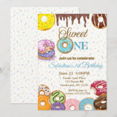 Sweet One First Birthday Invitation - Jongen Kaart (Voorkant / Achterkant)