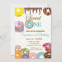 Sweet One First Birthday Invitation - Jongen