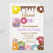 Sweet One First Birthday Invitation - Meisje Kaart (Voorkant / Achterkant)