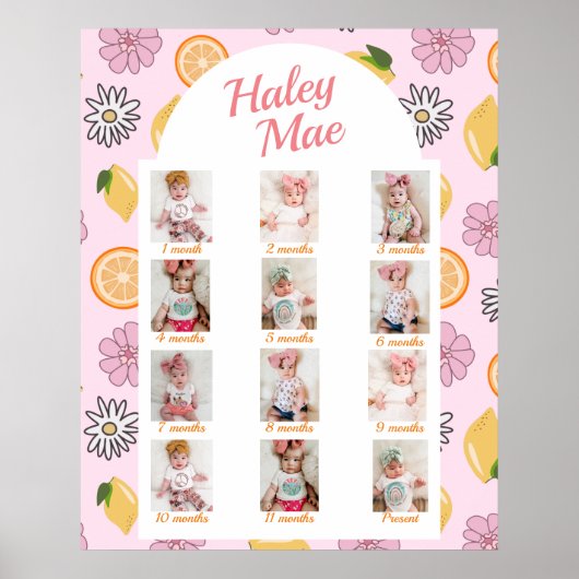 Sweet One First Birthday Maandelijkse foto's Poster (Voorkant)