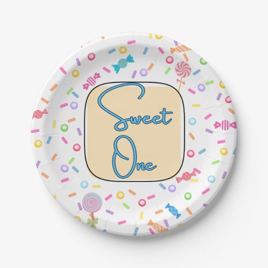Sweet One First Birthday Party Plates Papieren Bordje (Voorkant)