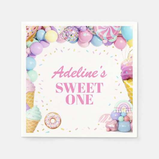 Sweet One First Birthday Pattern Napkins Servet (Voorkant)