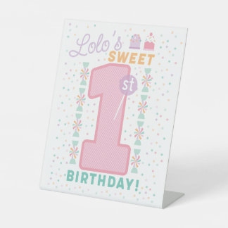 Sweet One First Birthday pedestal sign Reclamebord Met Voetstuk