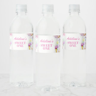 Sweet One First Birthday Photo Water Bottle Label Waterfles Etiket
