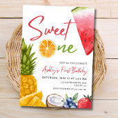 Sweet One First Birthday Uitnodigen, Tropisch Frui Kaart