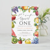 Sweet One First fruit Strawberry Citrus Birthday Kaart (Staand voorkant)