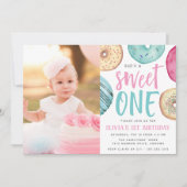 Sweet One | Foto Donut First Birthday Kaart (Voorkant)