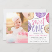 Sweet One | Foto Donut First Birthday Kaart (Voorkant)