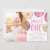 Sweet One | Foto Donut First Birthday Kaart (Voorkant)