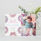 Sweet One foto verjaardagsfeestje Kaart (Staand voorkant)