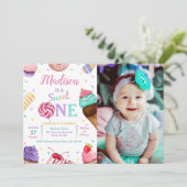 Sweet One foto verjaardagsfeestje Kaart (Staand voorkant)