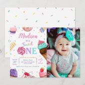 Sweet One foto verjaardagsfeestje Kaart (Voorkant / Achterkant)