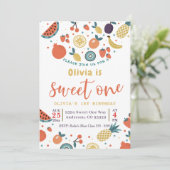 Sweet One Fruit 1e Verjaardagsfeestuitnodiging Kaart (Staand voorkant)