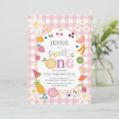 Sweet One Fruit 1st Birthday Invitation Kaart (Staand voorkant)